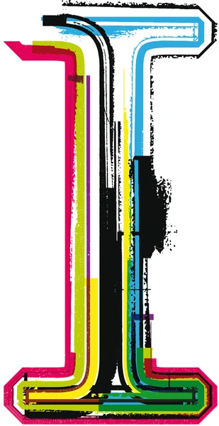 Grunge coloré LETTRE I — Image vectorielle