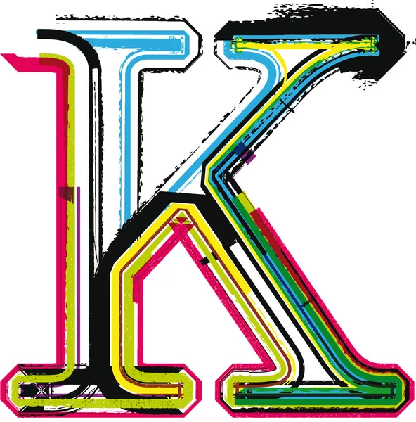 Carta Grunge colorida K — Archivo Imágenes Vectoriales