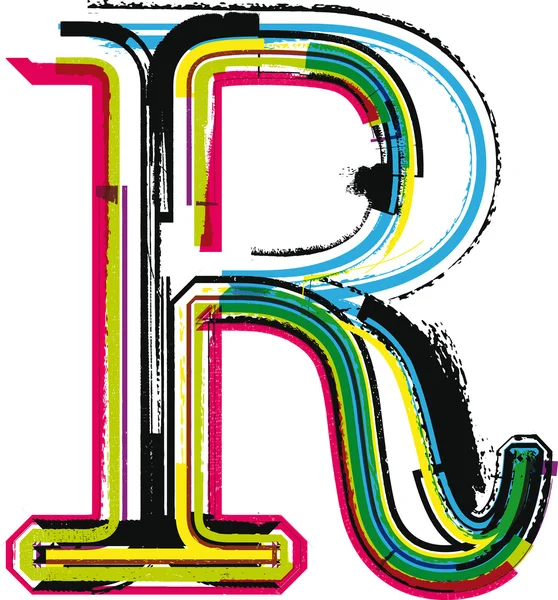 Färgglada grunge bokstaven r — Stock vektor