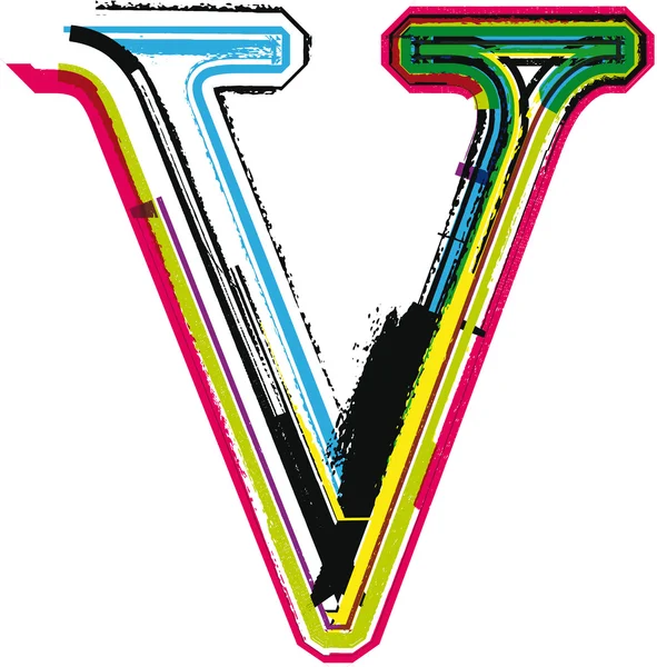 Colorido Grunge LETTER V — Vetor de Stock