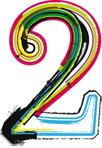 Grunge coloré NUMÉRO 2 — Image vectorielle