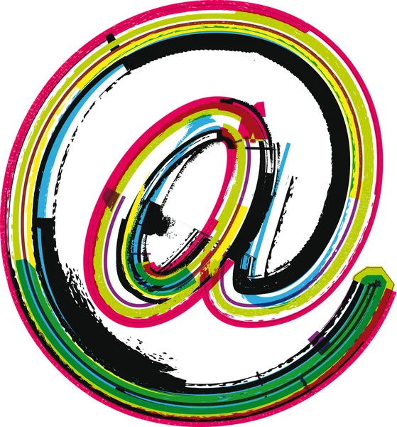 Colorido Grunge arobase símbolo — Archivo Imágenes Vectoriales