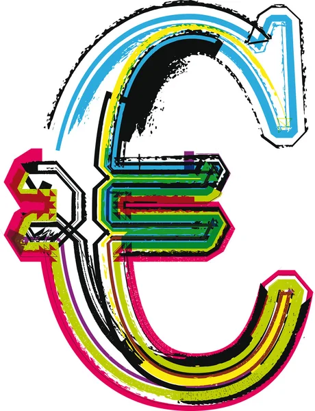 Grunge colorato simbolo dell'euro — Vettoriale Stock