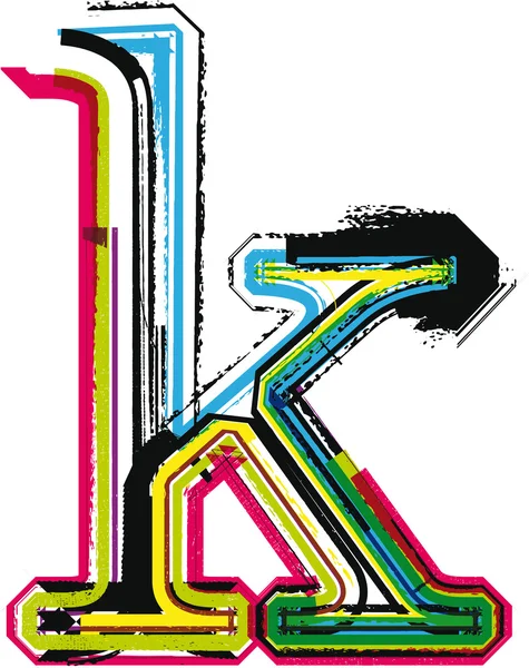 Πολύχρωμο grunge γράμμα k — Διανυσματικό Αρχείο