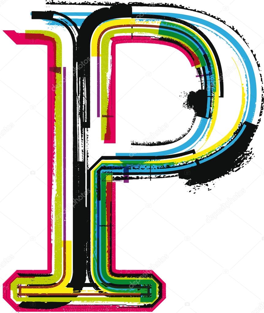 Bunter Grunge Buchstabe p lizenzfreie Grafiken © aroas