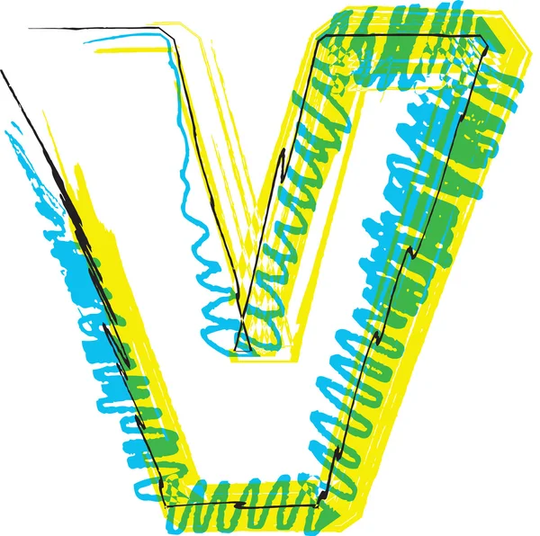 Hand draw font. LETTER V — Stock Vector
