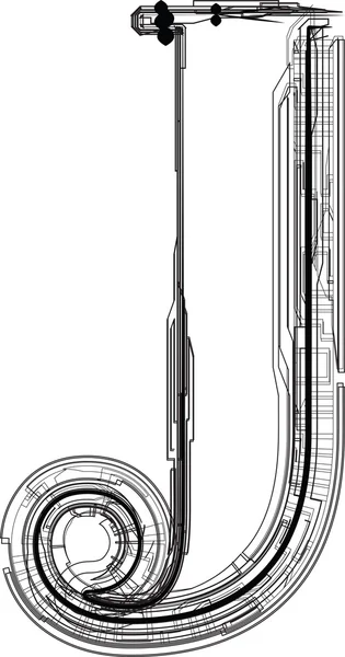 Technologische lettertype. brief j — Stockvector