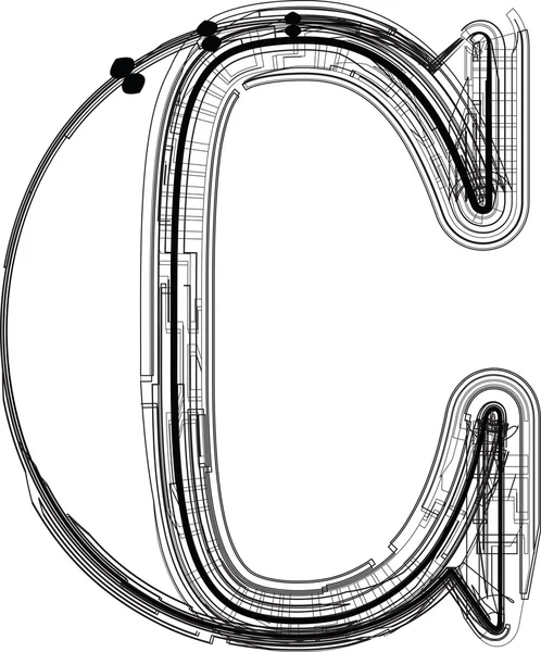 Fonta teknologi. LETTER C - Stok Vektor