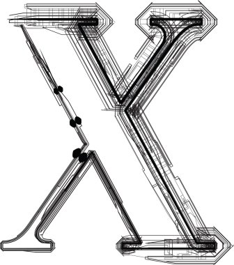 teknolojik font. harf x