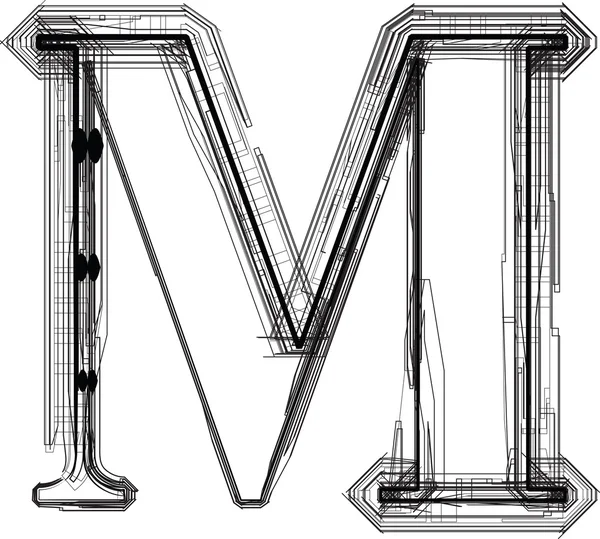 Technological font. LETTER M — Stock Vector