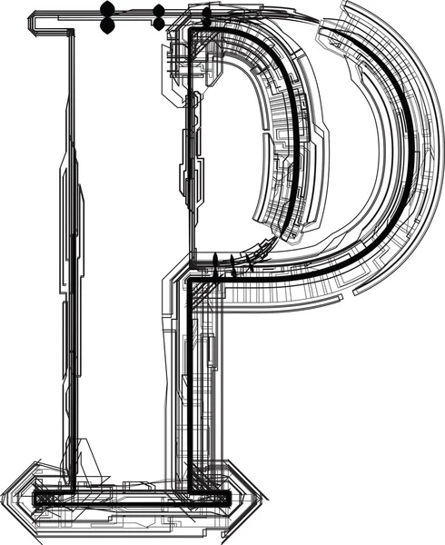 Technologische lettertype. letter p — Stockvector