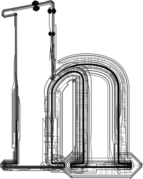 Carattere tecnologico. LETTERA H — Vettoriale Stock