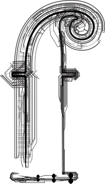 Fuente tecnológica. CARTA F — Vector de stock