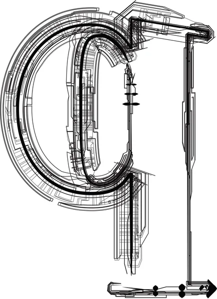 Carattere tecnologico. LETTERA Q — Vettoriale Stock