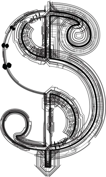 Símbolo de fuente tecnológica — Vector de stock