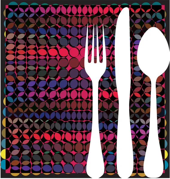 Fork, spoon and knife on table — Stock Vector