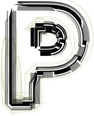 teknolojik font. harf p
