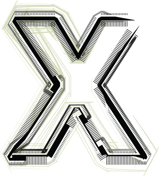 Τεχνολογική γραμματοσειρά. γράμμα x — Διανυσματικό Αρχείο