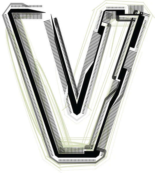 Technológiai betűtípus. Letter V — Stock Vector