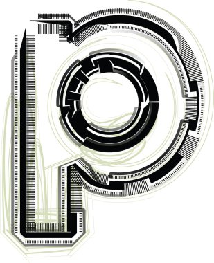 teknolojik font. harf p