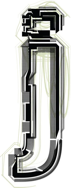 Technologische Schrift. Buchstabe j — Stockvektor