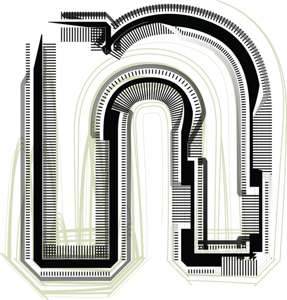 Technologische lettertype. alfabet n — Stockvector