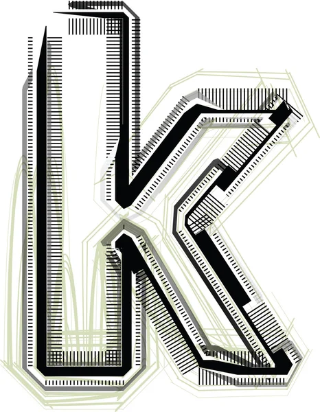 Technologische lettertype. alfabet k — Stockvector