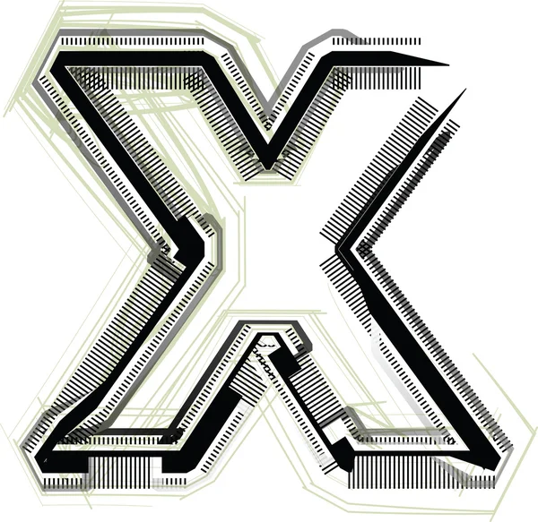 Technological font. LETTER x — Stock Vector