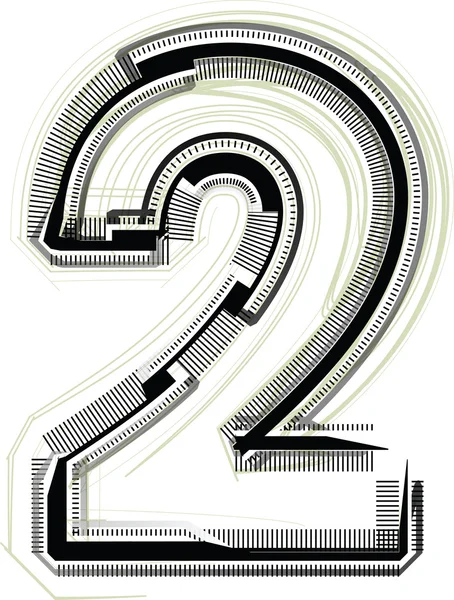 Technological font. Number 2 — Stock Vector