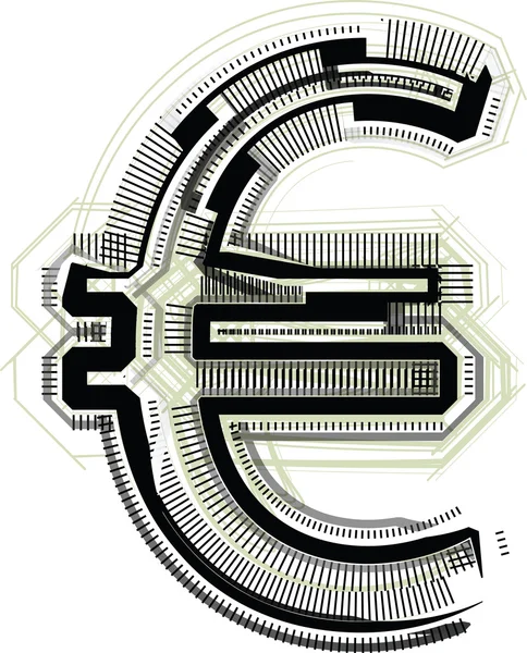 Fonte tecnológica símbolo do euro — Vetor de Stock