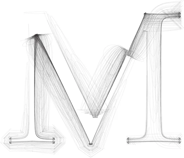 Hand draw font. LETTER M. Vector illustration — Stock Vector