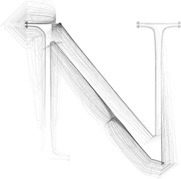 Disegna a mano il carattere. Lettera n. Illustrazione vettoriale — Vettoriale Stock
