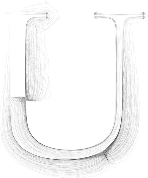Disegna a mano il carattere. Lettera U. illustrazione vettoriale — Vettoriale Stock