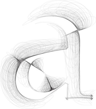 el draw yazı tipi. mektup a. vektör çizim