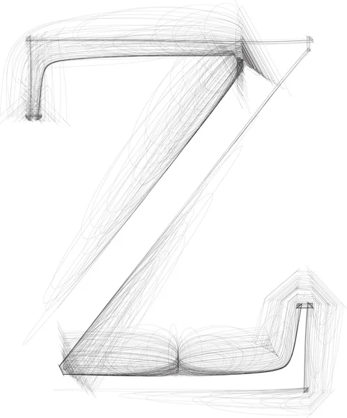 Dibuja la fuente. CARTA Z. Ilustración vectorial — Vector de stock