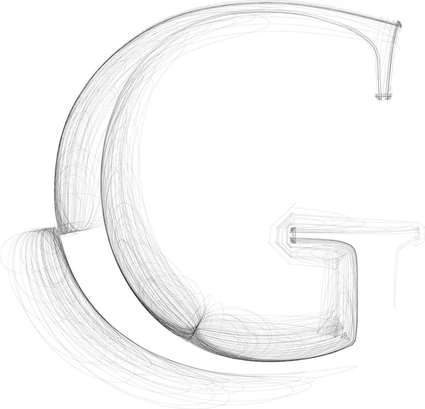 Hand draw font. LETTER G. Vector illustration — Stock Vector
