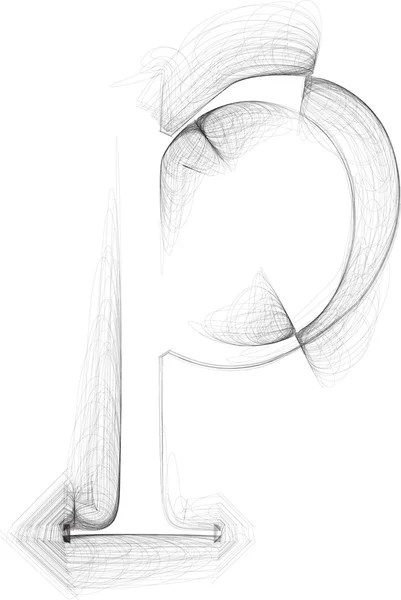 El çizimi yazı tipi. P harfi vektör illüstrasyonuName — Stok Vektör