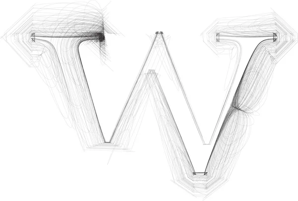 Hand draw font. LETTER w. Vector illustration — Stock Vector