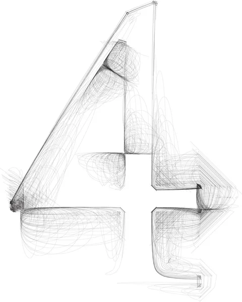 Handzeichnungsschrift. NUMMER 4. Vektorillustration — Stockvektor