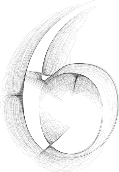 Hand Rita typsnitt. nummer 6. vektor illustration — Stock vektor