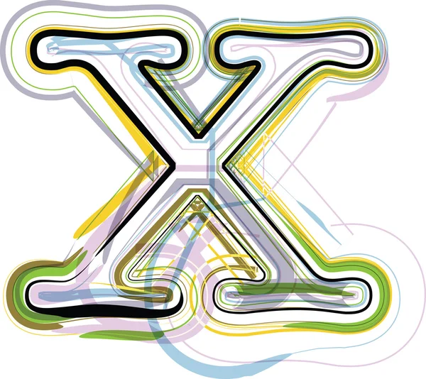 Οργανικά γραμματοσειρά εικονογράφηση. γράμμα x — 图库矢量图片