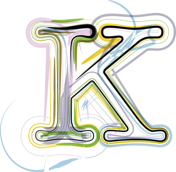 Organic Font illustration. Letter K — Stock Vector