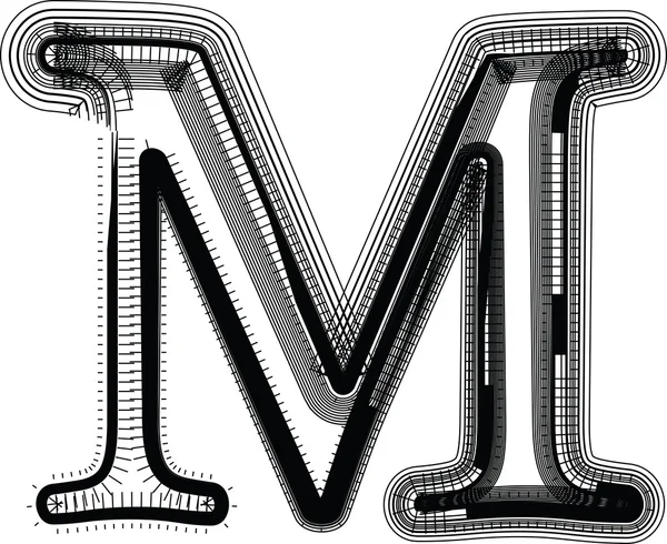 Lettertype illustratie alfabet m — Stockvector