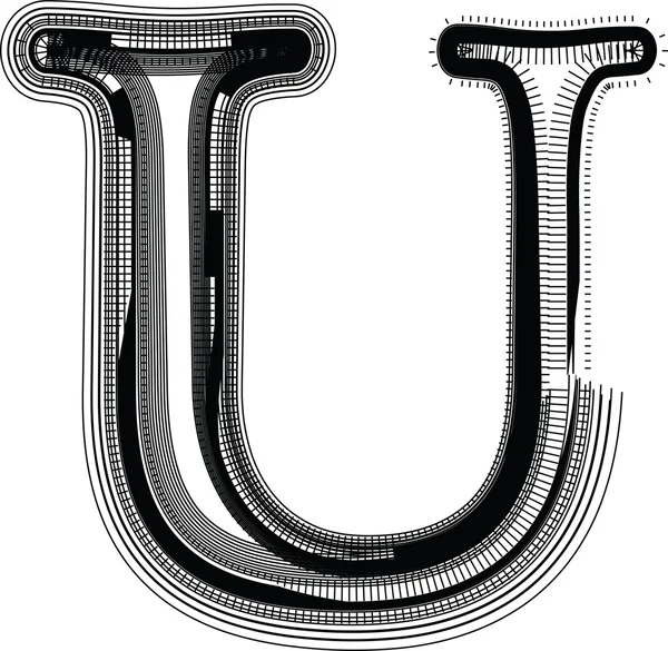 Lettertype illustratie alfabet u — Stockvector