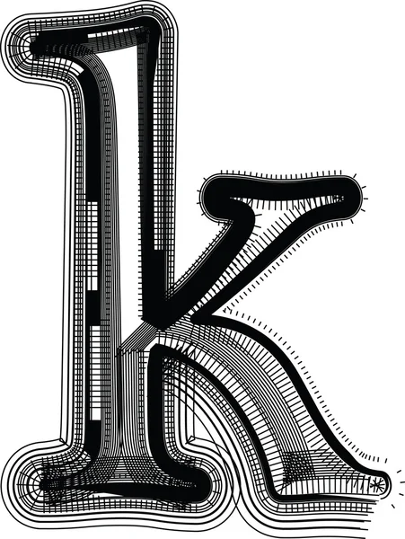 Písmo ilustrace písmeno k — Stockový vektor