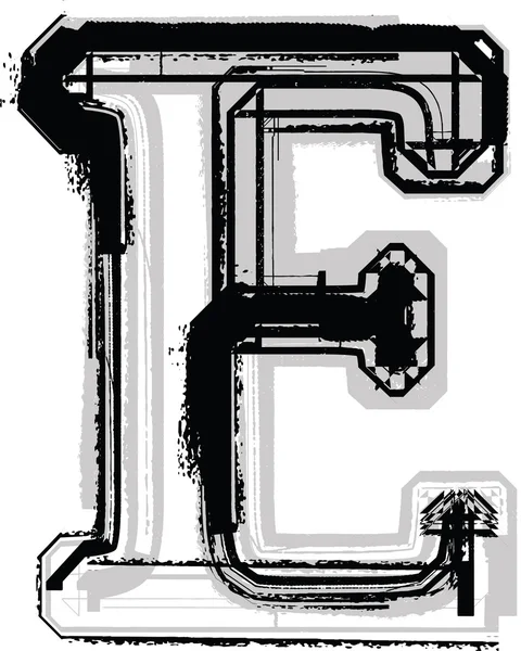 Grunge 글꼴. 편지 E — 스톡 벡터