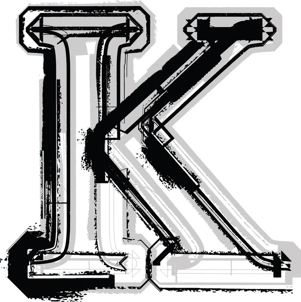 Grunge lettertype. Brief k — Stockvector
