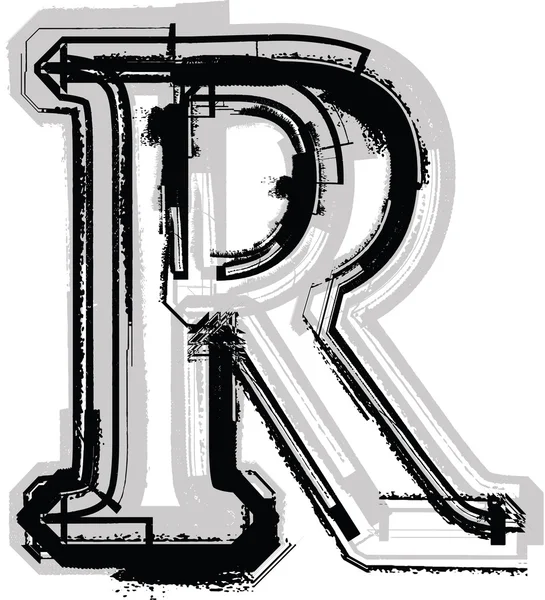 Grunge font. Letter R — Stock Vector