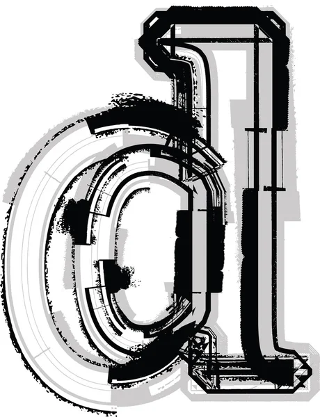 Гранж шрифт. Буква D — стоковый вектор