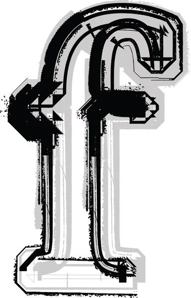 Grunge字体。f / — 图库矢量图片